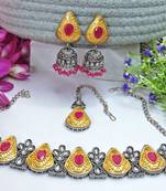 Red designer function wear ad necklace set