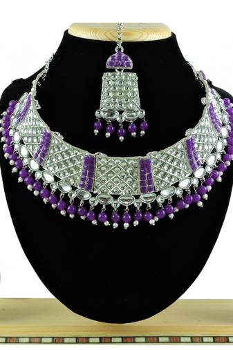 Purple designer function wear ad necklace set