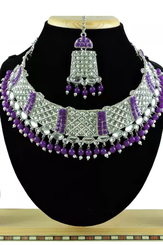 Purple designer function wear ad necklace set