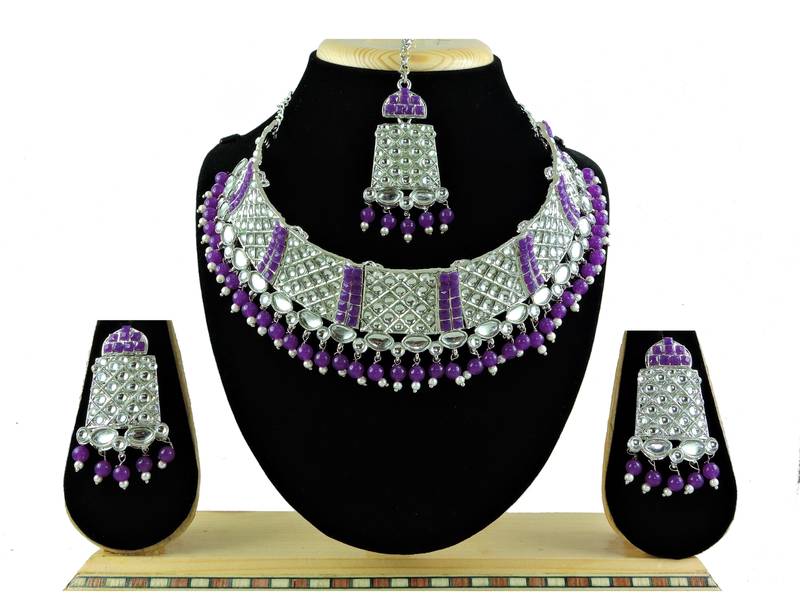 Purple designer function wear ad necklace set