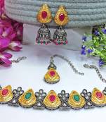 Green designer function wear ad necklace set