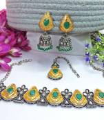 Green designer function wear ad necklace set