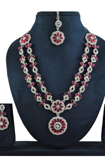 Red designer function wear ad necklace set