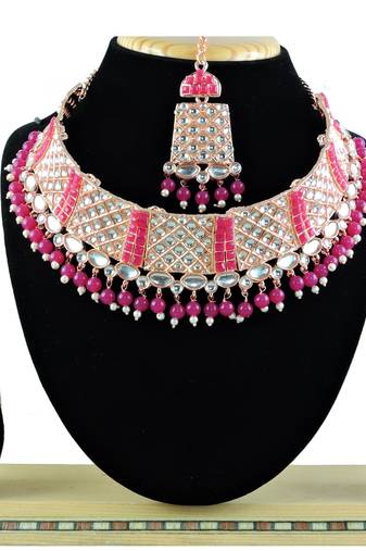 Red designer function wear ad necklace set