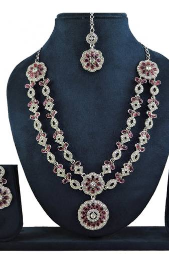 Purple designer function wear ad necklace set