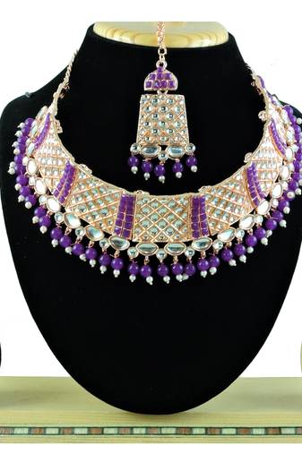 Purple designer function wear ad necklace set