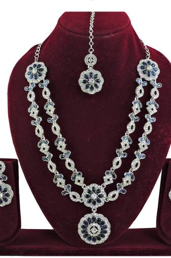 Blue designer function wear ad necklace set