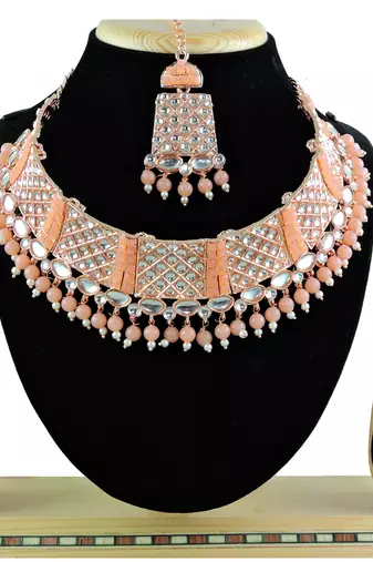Orange designer function wear ad necklace set