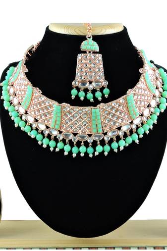 Green designer function wear ad necklace set
