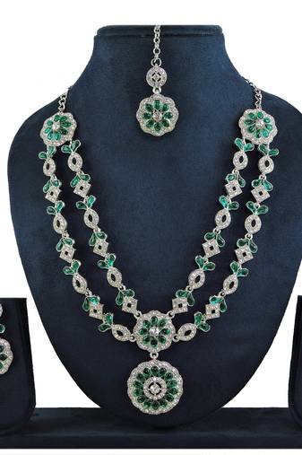 Green designer function wear ad necklace set