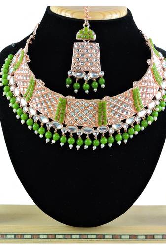 Green designer function wear ad necklace set