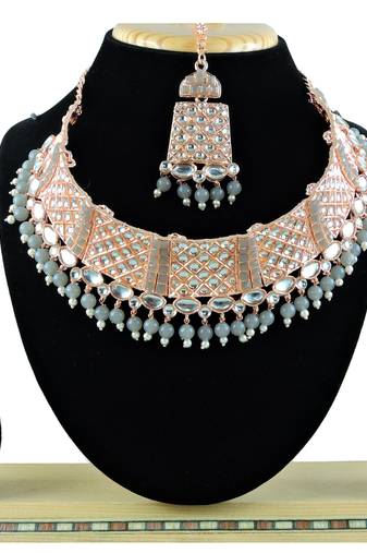 Grey designer function wear ad necklace set