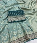 Light Green Color Heavy Chinon Silk Traditional Saree