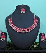 Red designer function wear ad necklace set