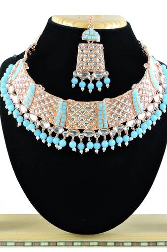 Turquoise designer function wear ad necklace set