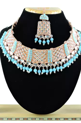 Turquoise designer function wear ad necklace set