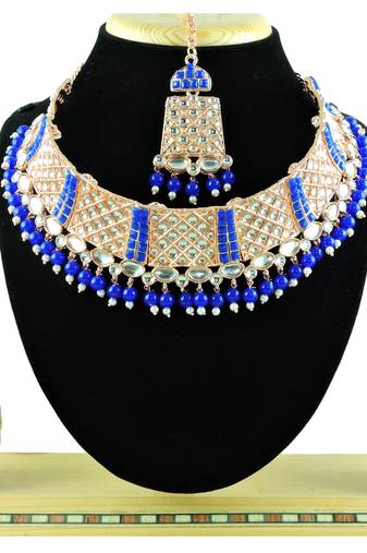 Blue designer function wear ad necklace set