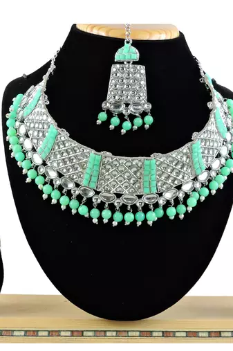 Green designer function wear ad necklace set