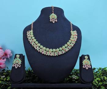 Green designer function wear ad necklace set 1