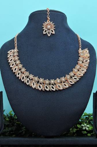 Grey designer function wear ad necklace set