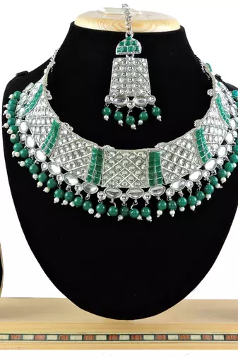 Green designer function wear ad necklace set
