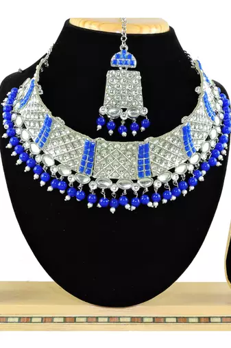 Blue designer function wear ad necklace set
