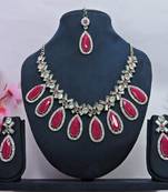 Red designer function wear ad necklace set