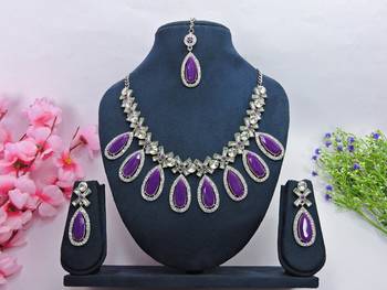 Purple designer function wear ad necklace set 1