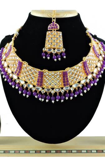 Purple designer function wear ad necklace set