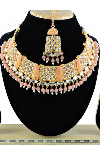 Orange designer function wear ad necklace set