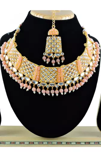 Orange designer function wear ad necklace set
