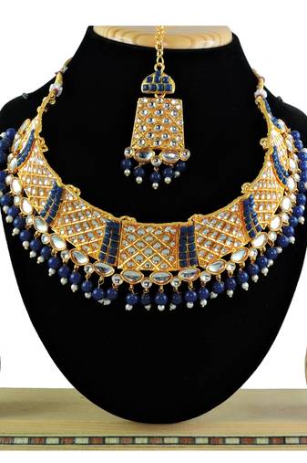 Blue designer function wear ad necklace set