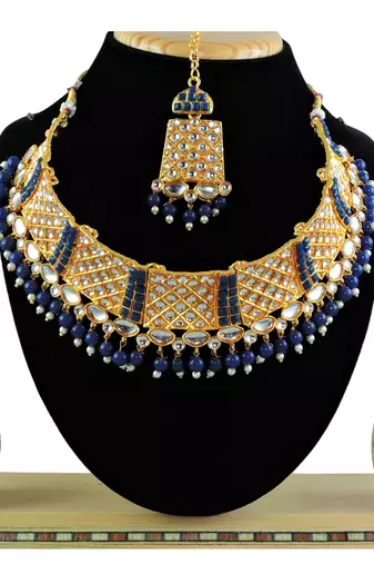 Blue designer function wear ad necklace set