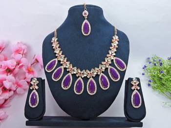 Purple designer function wear ad necklace set 1