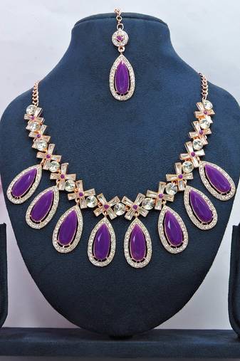 Purple designer function wear ad necklace set