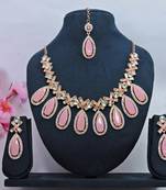 Pink designer function wear ad necklace set