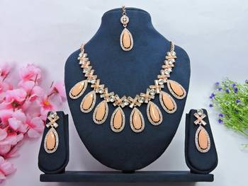 Orange designer function wear ad necklace set 1