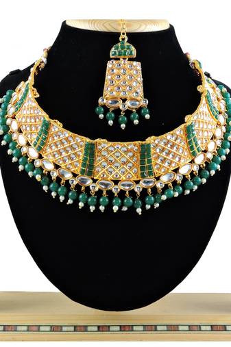 Green designer function wear ad necklace set
