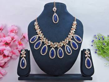 Blue designer function wear ad necklace set 1