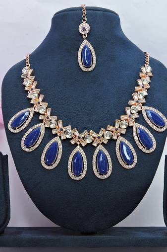Blue designer function wear ad necklace set