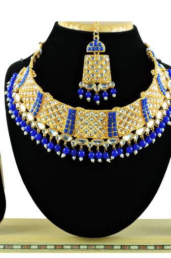 Blue designer function wear ad necklace set