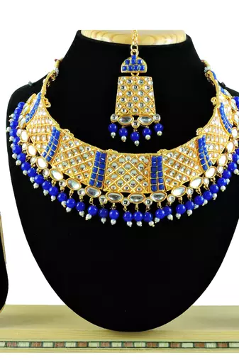 Blue designer function wear ad necklace set