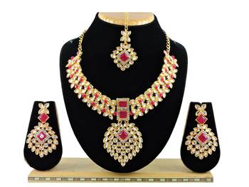 Red designer function wear ad necklace set 1