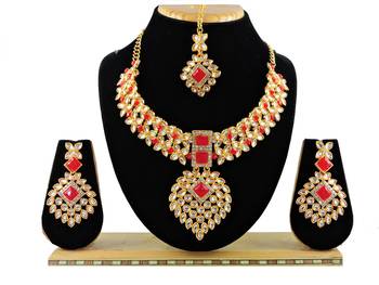 Red designer function wear ad necklace set 1