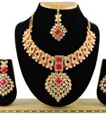 Red designer function wear ad necklace set