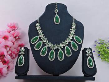 Green designer function wear ad necklace set 1
