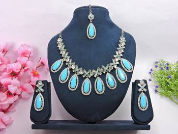 Turquoise designer function wear ad necklace set 1