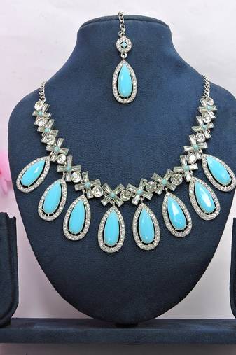Turquoise designer function wear ad necklace set
