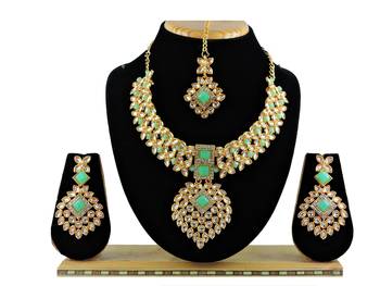 Green designer function wear ad necklace set 1