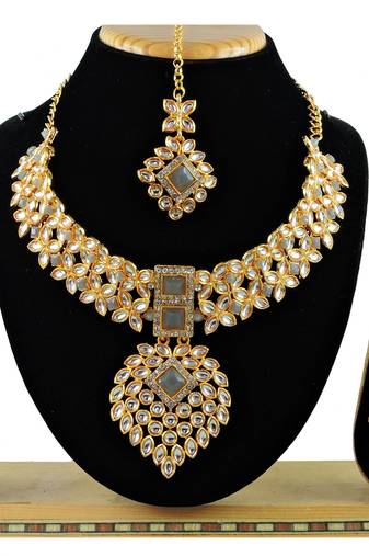 Grey designer function wear ad necklace set